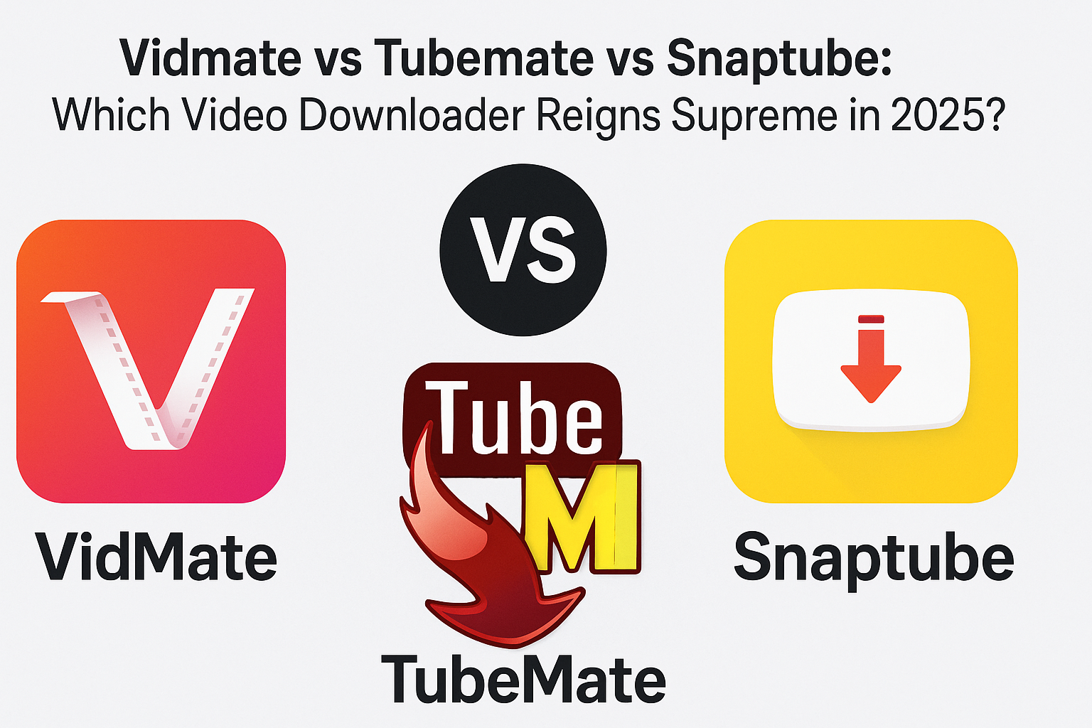 Vidmate vs Tubemate vs Snaptube: Which Video Downloader Reigns Supreme in 2025? Vidmate vs Tubemate vs Snaptube, with this text "Which Video Downloader Reigns Supreme in 2025?"
